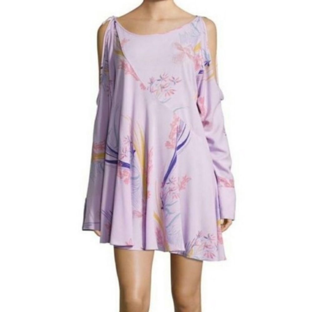 Free People XS Clear Skies Purple Lilac Cutout Tunic Mini Dress